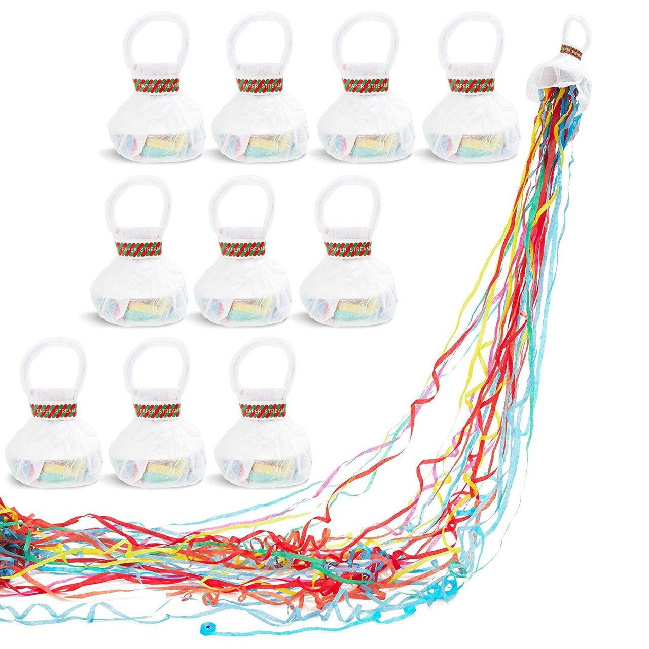 10 Pack Colorful No Mess Party Poppers, Confetti Throw Streamers for Wedding Send Off (2.5 In)